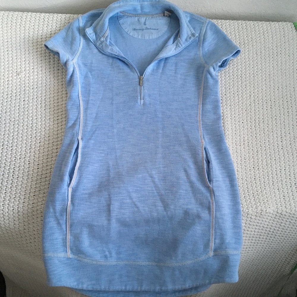 TOMMY BAHAMA COMFORT SHORT SLEEVE DRESS, SIZE S/P LIGHT BLUE